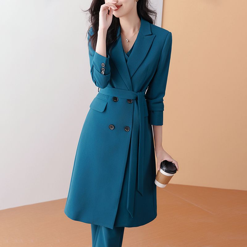 Mid-length suit jacket for women in autumn and winter 2023 new fashion temperament windbreaker high-end slim suit suit for women