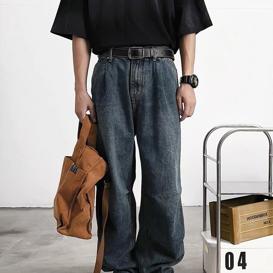 Instagram buckle boys, simple waist high school students, handsome denim Korean version, slim belt for men_voghion.com