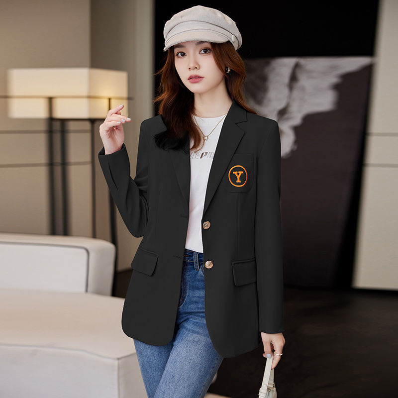 黑色休閒西裝外套女小個子秋冬2023新款氣質女神范時尚百搭小西服