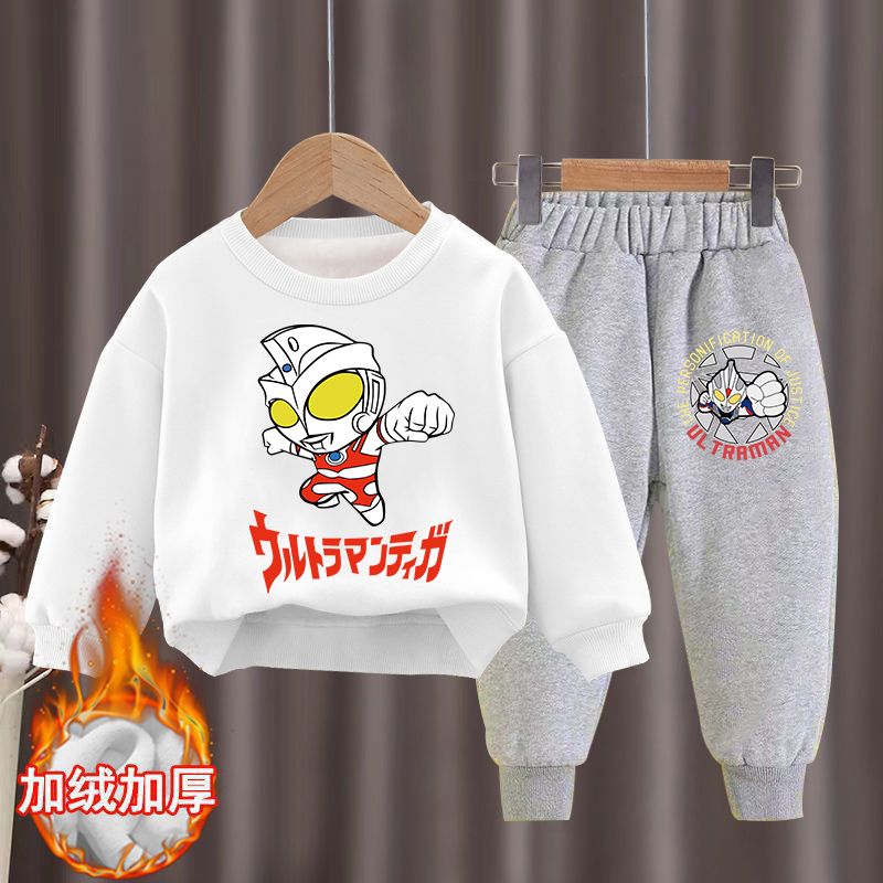 Plush Ultraman Clothes Boys Suit Winter  New Boys and Children's Sweatshirts Handsome Boys' Clothes