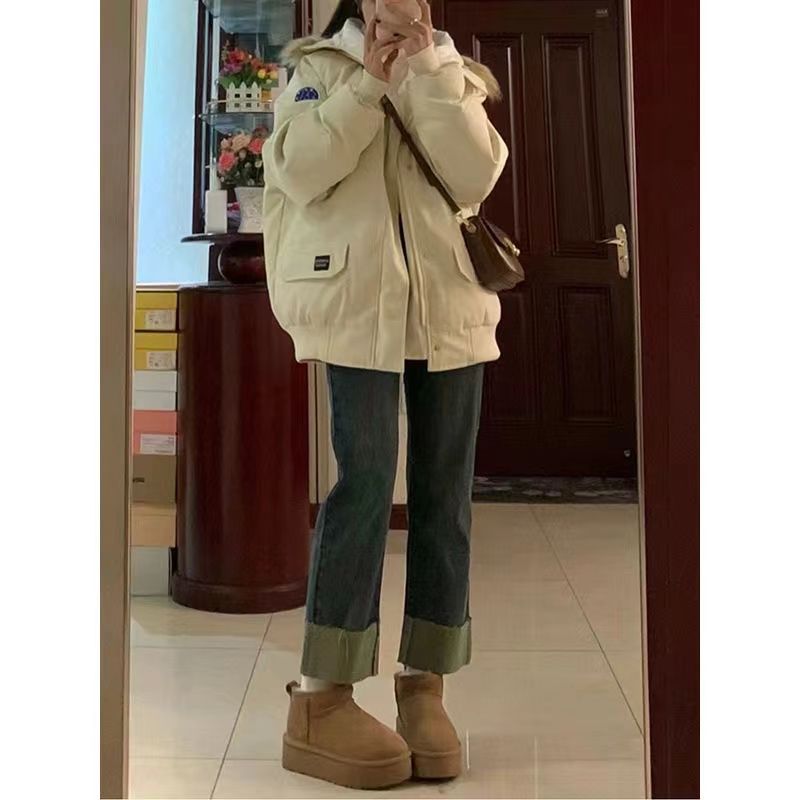 卷邊直筒牛仔褲女秋冬季新款高腰彈力修身顯瘦顯高九分煙管褲子潮
