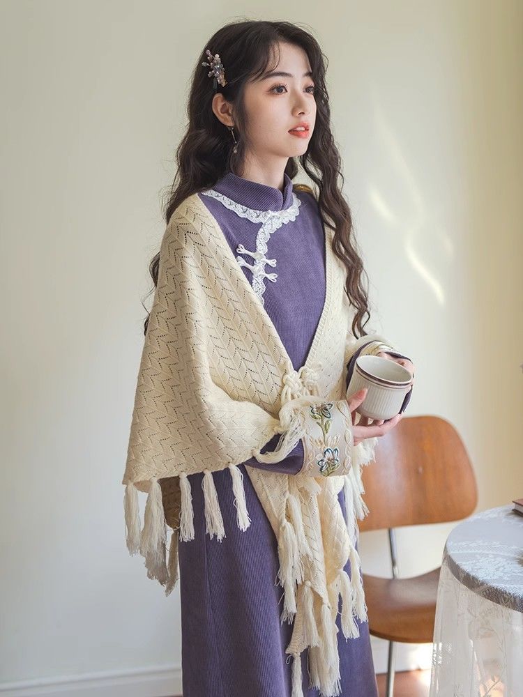 [Yue Shu] 2023 Winter Chinese Style Girly Short Jacket Women’s Improved Long Cheongsam New Chinese Style Suit
