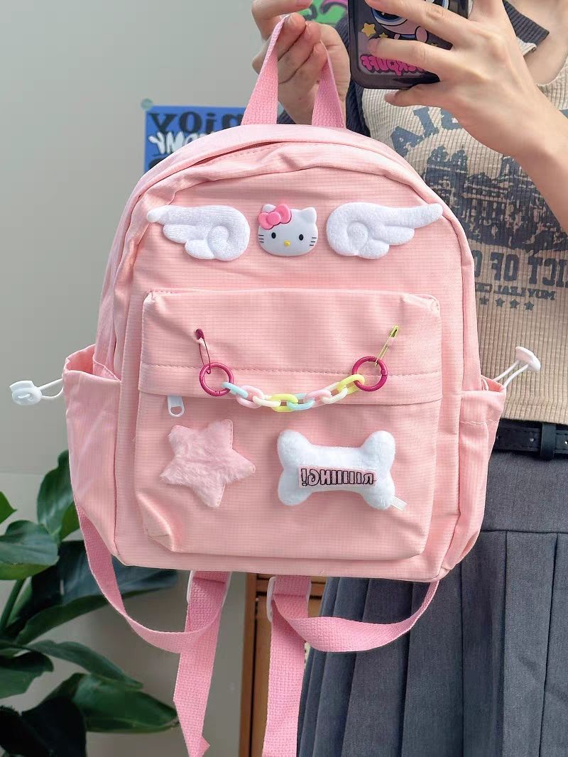 Super cute! Original Kitty Wings Backpack Sweet Hot Girl Tender Yellow Pink Shoulder Cream Yellow Star Backpack
