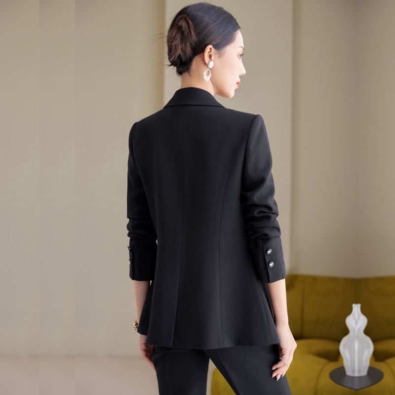 黑色西装套装女秋冬新款高级感气质职业装休闲小个子西服外套
