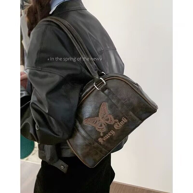 刺繡蝴蝶美拉德復古手提包包女2023新款潮韓國腋下包百搭大容量包