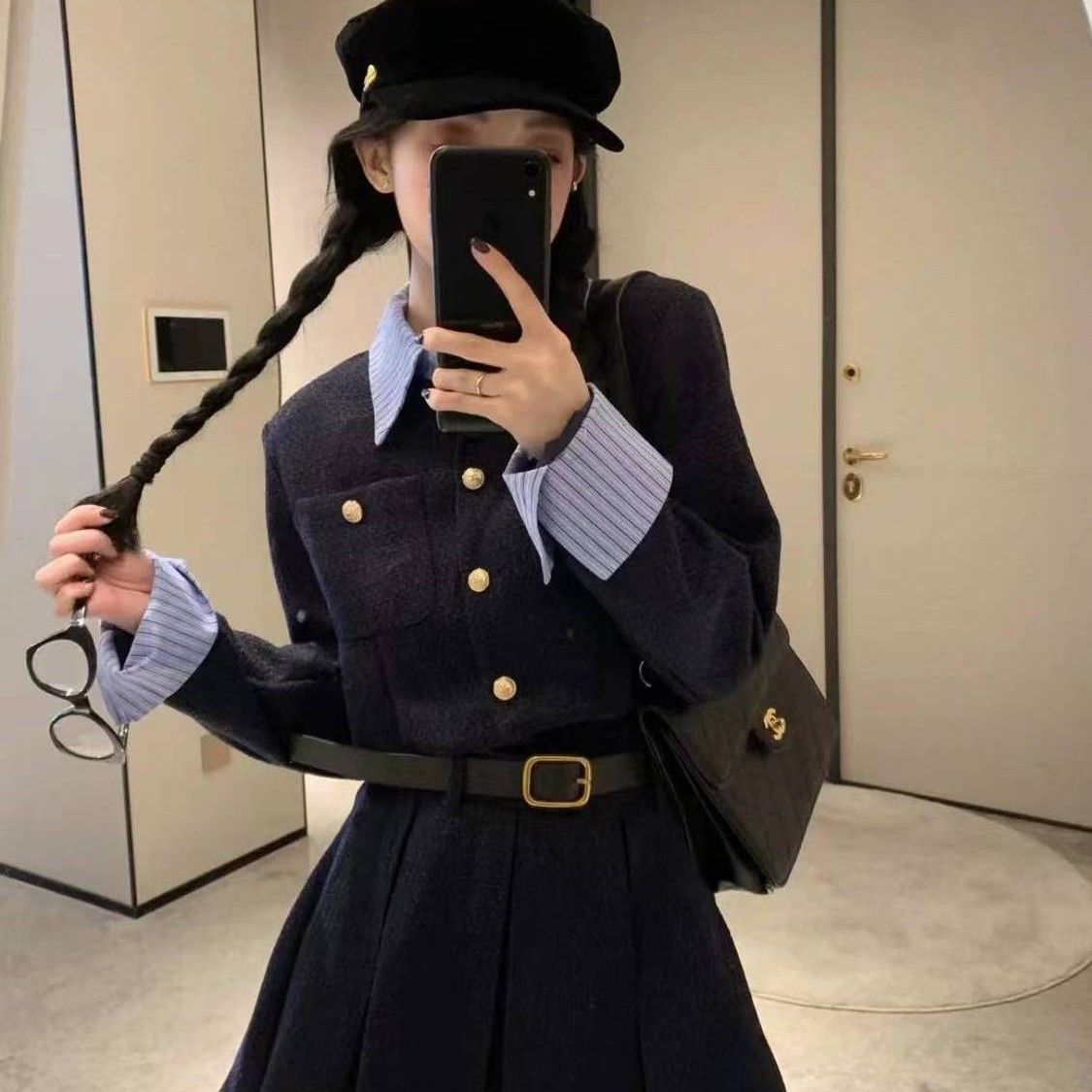 學院小香風短外套連衣裙子兩件套2023秋季新款女裝套裝日常時尚潮