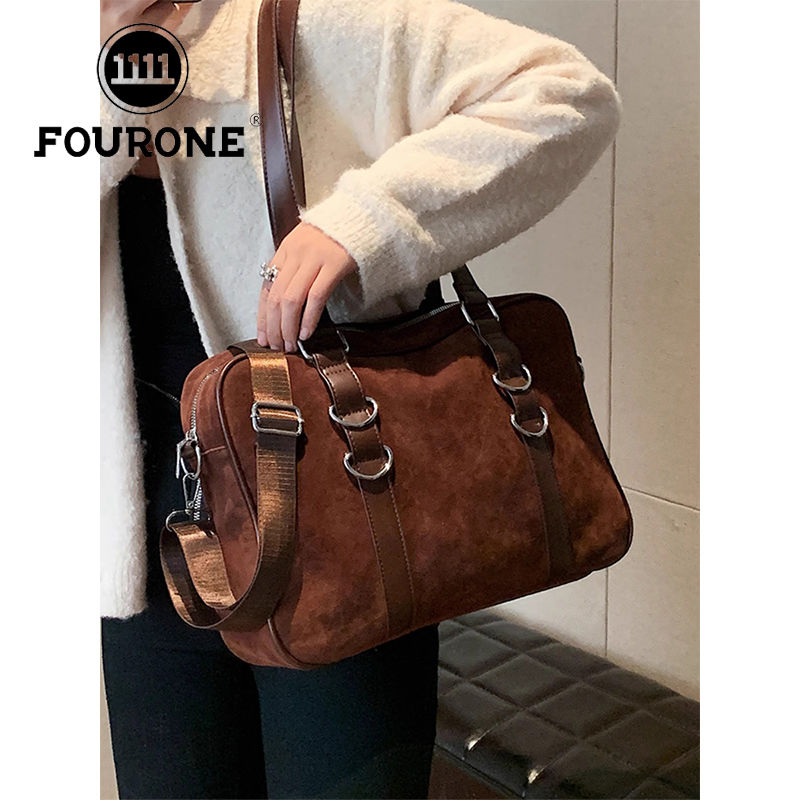 Large-capacity bag for women, versatile new style, simple retro single shoulder crossbody bag, casual commuting tote bag