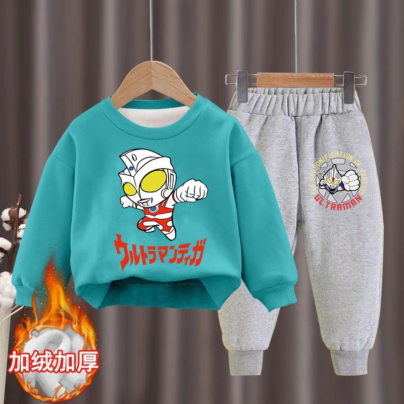 Plush Ultraman Clothes Boys Suit Winter  New Boys and Children's Sweatshirts Handsome Boys' Clothes