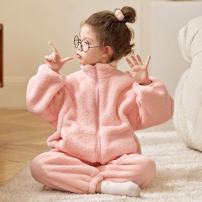 儿童睡衣女童冬季珊瑚绒加厚可外穿小女孩保暖居家服2023新款冬装