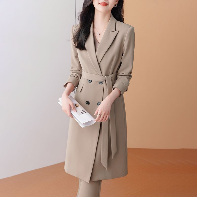 Mid-length suit jacket for women in autumn and winter 2023 new fashion temperament windbreaker high-end slim suit suit for women