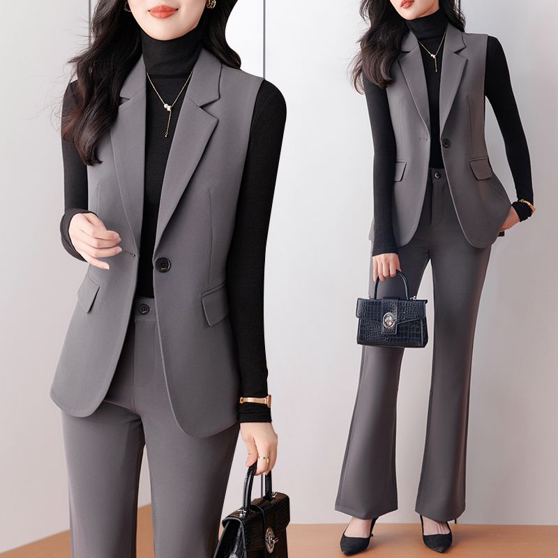Gray suit vest for women spring and autumn 2023 new high-end vest waistcoat vest temperament professional suit work clothes