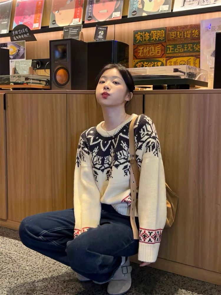 毛衣秋冬女慵懶風復古2023年新款寬鬆高級感超好看針織顯瘦設計感