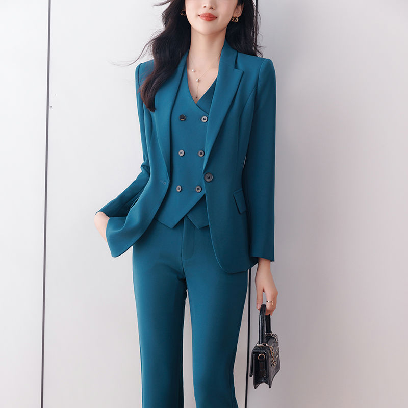 Khaki suit women's autumn and winter high-end temperament goddess style work clothes formal professional wear suit jacket