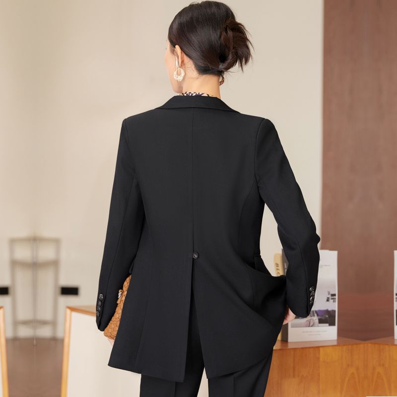 高端職業黑色西裝套裝女秋冬氣質女神范高級感西服外套正裝工作服