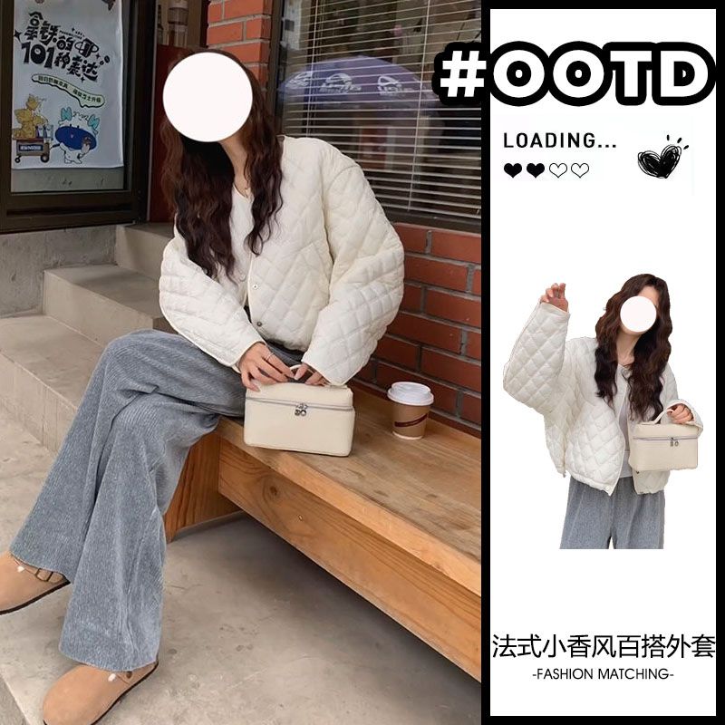 秋冬新款2023年短款韓版小個子簡約百搭休閒輕薄棉衣夾棉外套女裝