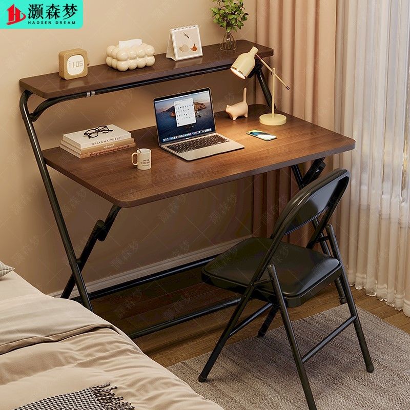 简易电脑桌可折叠书桌出租屋小户型床边桌免安装家用学习桌长方形