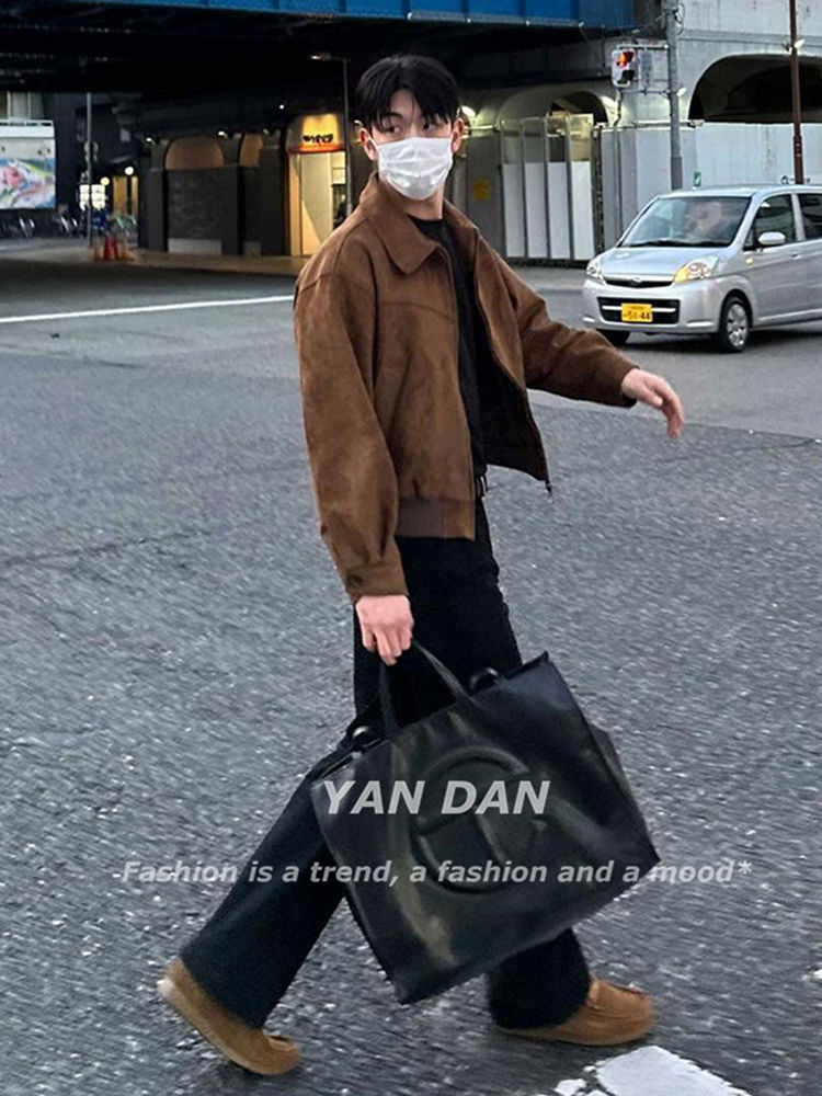 美式復古短款飛行員夾克男vintage高級感休閒外套設計感上衣外穿