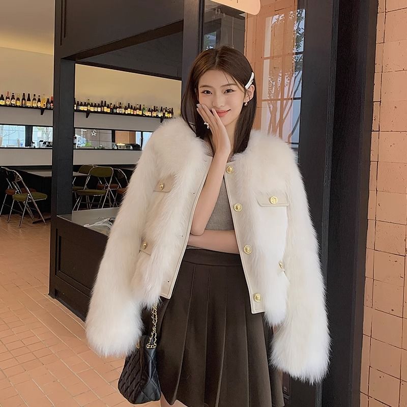 2023 new style fox fur small fragrant style fur coat for women winter short style fur versatile fashion top