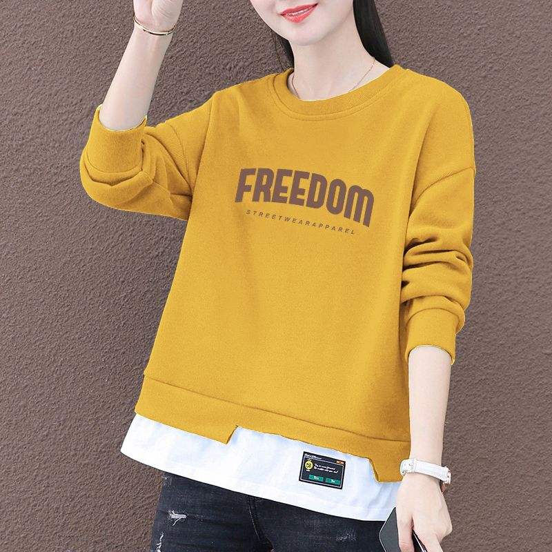 潮流新款洋氣2023秋冬季衛衣女寬鬆長袖印花字母百搭圓領加厚上衣