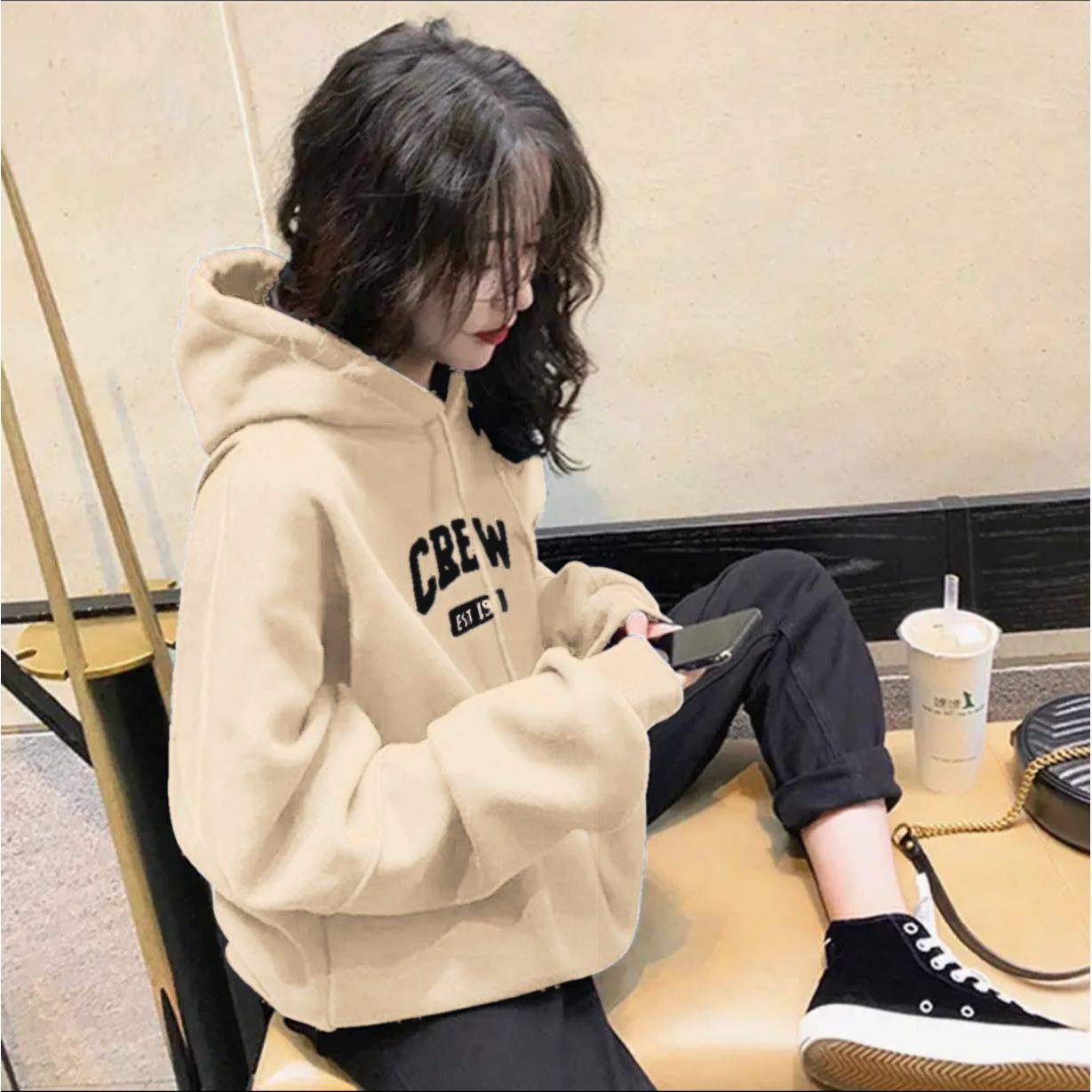 AIOUWEI American hooded sweatshirt women's pullover autumn and winter versatile casual loose ins trendy brand top for men and women