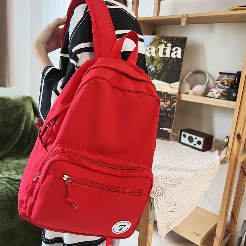 Xiaohongshu contrasting color backpack for women, simple large-capacity canvas backpack ins trendy brand campus college student bag for men