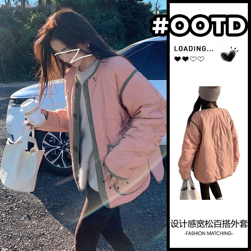 冬季新款加厚高級感麵包服小個子棉襖上衣粉色兩面穿棉服短外套女