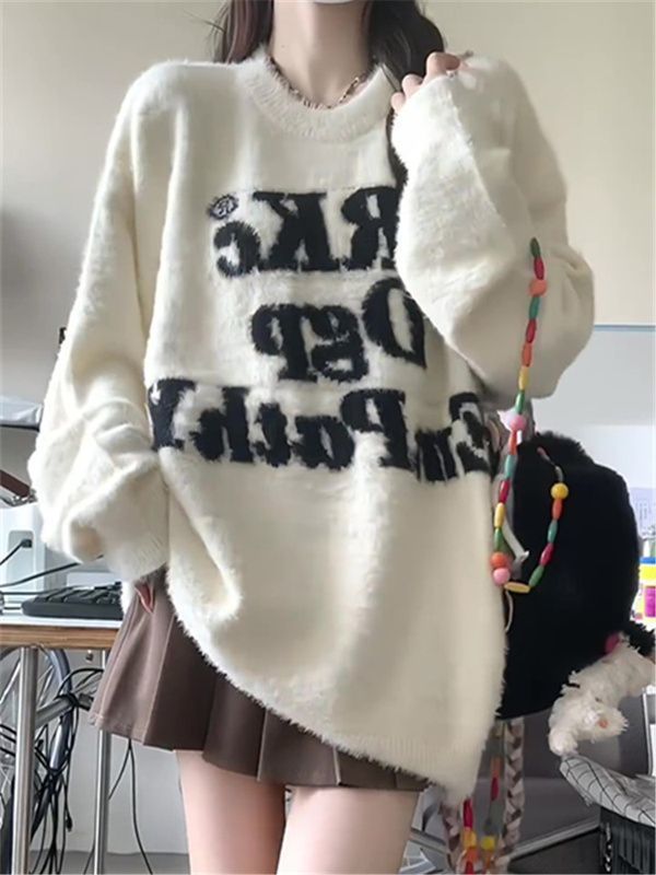 小個子奶系穿搭軟糥套頭針織衫上衣女秋冬外穿溫柔寬鬆慵懶風毛衣