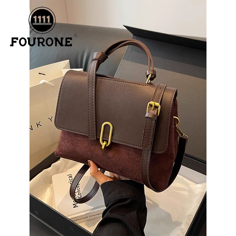 High-end bags for women, new fashionable suede shoulder small square bag, retro versatile hand-held crossbody bag