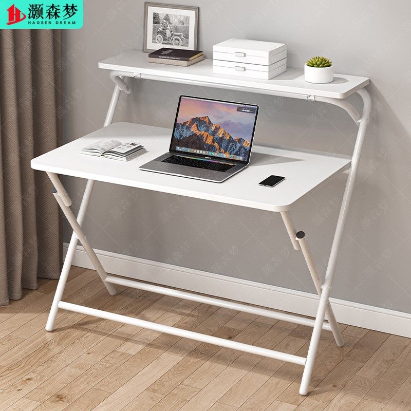 简易电脑桌可折叠书桌出租屋小户型床边桌免安装家用学习桌长方形