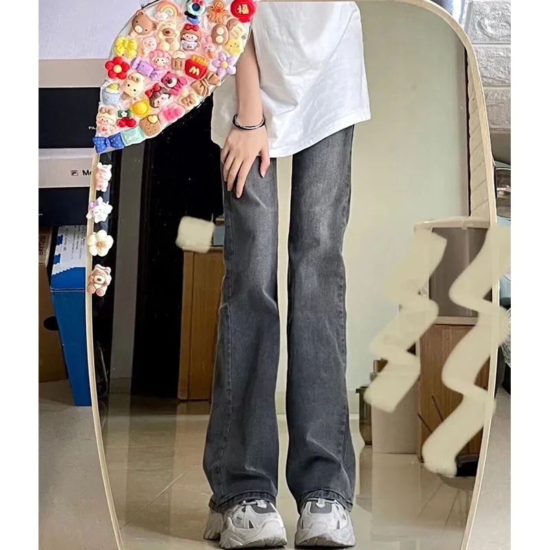 145小個子xs碼復古微喇牛仔褲女春秋高腰顯瘦修身喇叭直筒長褲潮
