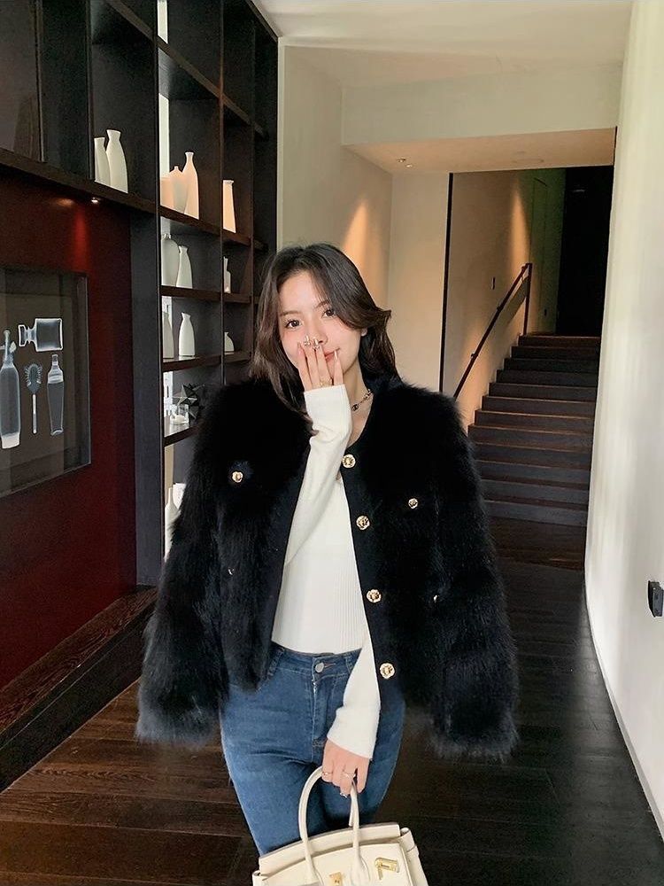 2023 new style fox fur small fragrant style fur coat for women winter short style fur versatile fashion top