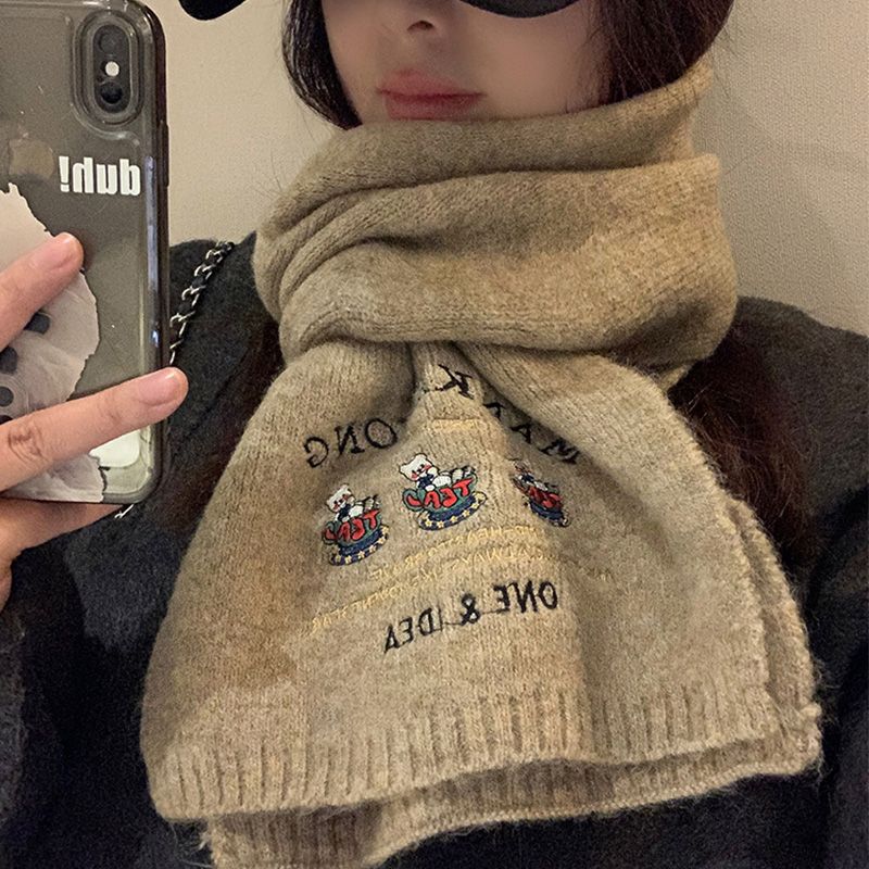 圍巾女冬季新款保暖加厚含羊毛高級感韓版百搭情侶針織毛線圍脖潮