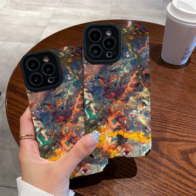 Custodia per telefono iPhone 15 Promax con lavaggio a inchiostro colorato graffiti 11/12/13/14 giapponese e coreano XS/XR morbida_voghion.com