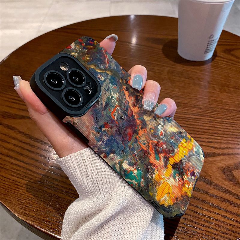 Custodia per telefono iPhone 15 Promax con lavaggio a inchiostro colorato graffiti 11/12/13/14 giapponese e coreano XS/XR morbida_voghion.com