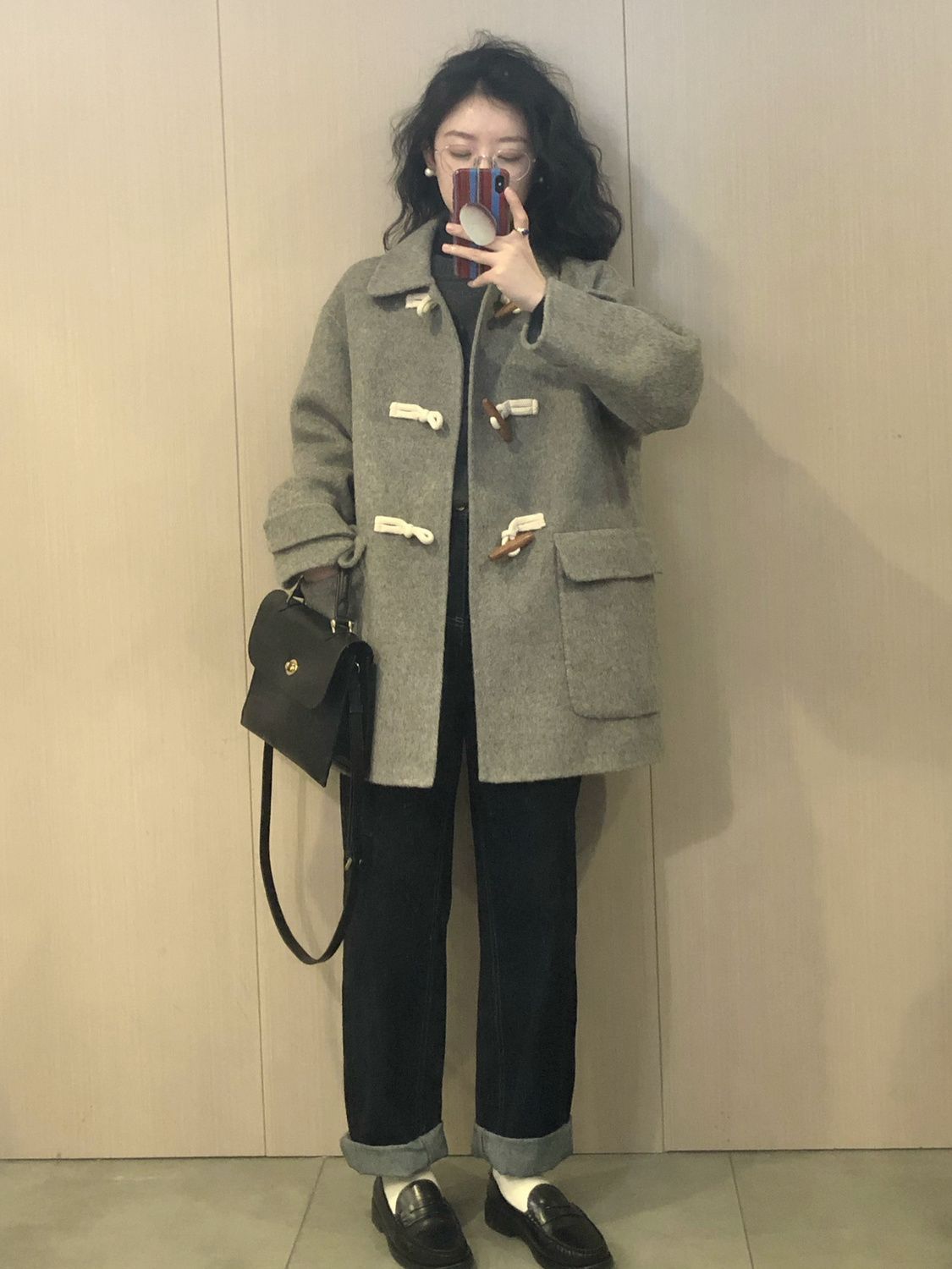 Gray woolen coat for women  autumn and winter new style Maillard Korean hot style small thickened woolen coat trendy