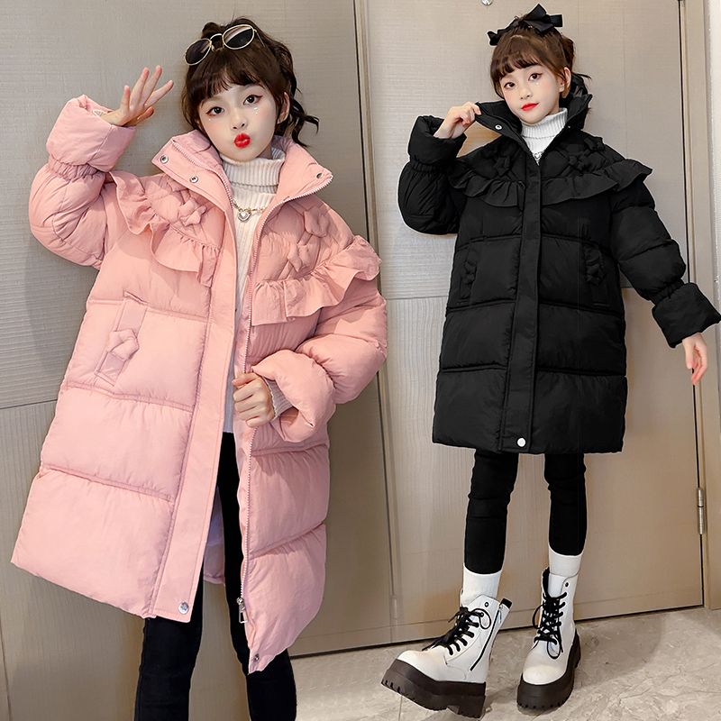 女童棉服2023冬季新款加厚中長款棉襖中大童女孩洋氣冬裝羽絨棉衣