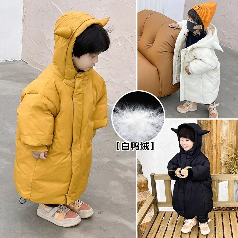 兒童羽絨服男款冬季新款寶寶冬裝男孩加厚過膝男童男寶中長款外套