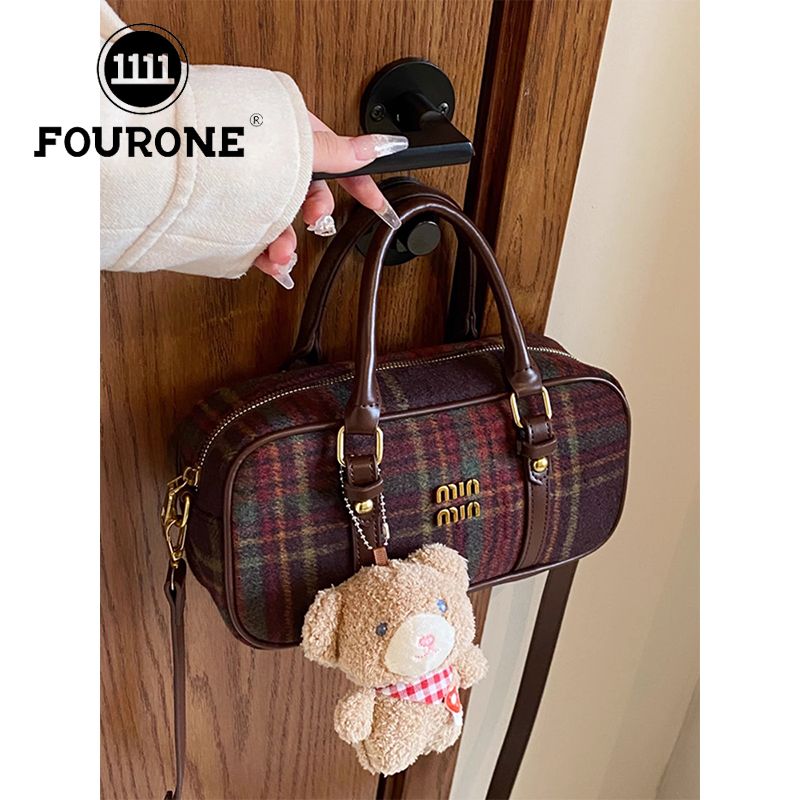 Portable bowling bag for women new fashion retro single shoulder small square bag casual versatile crossbody bag