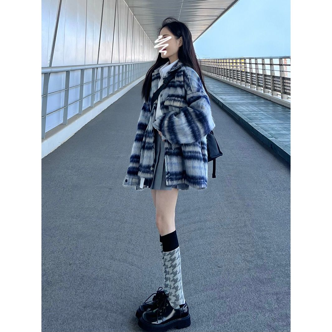 Korean retro small style woolen jacket for women 2023 autumn and winter new style small high-end jacket top
