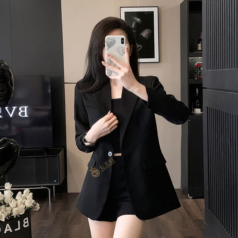 休閒黑色西裝外套女2023春秋季新款韓版大碼寬鬆小個子西服女上衣