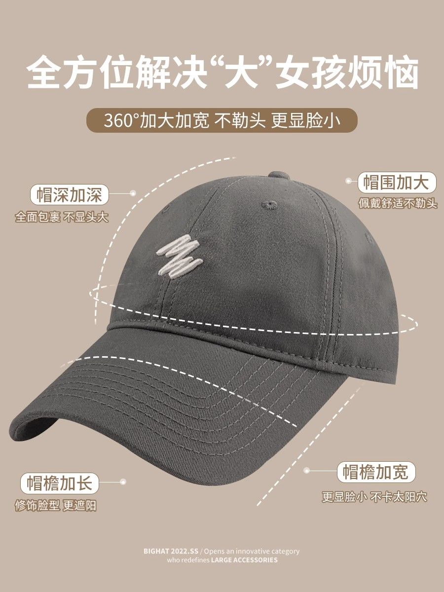 Autumn and winter peaked cap, small and fashionable hat for women, new hard top, cold protection, deep top, big head circumference, baseball cap, American style