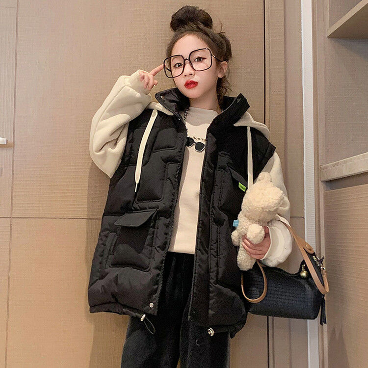 Girls' cotton-padded clothes, autumn and winter clothes  new style, medium and large children's fake two-piece Korean style girls' thickened warm jackets trendy