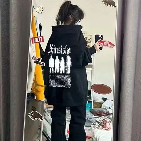 美式復古秋冬連帽衛衣女加絨衣服ins潮男女寬鬆百搭套頭長袖上衣