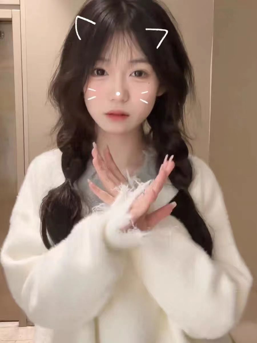 美式V領仿貂毛慵懶毛衣女秋冬寬鬆軟糯設計感小眾破洞針織衫上衣