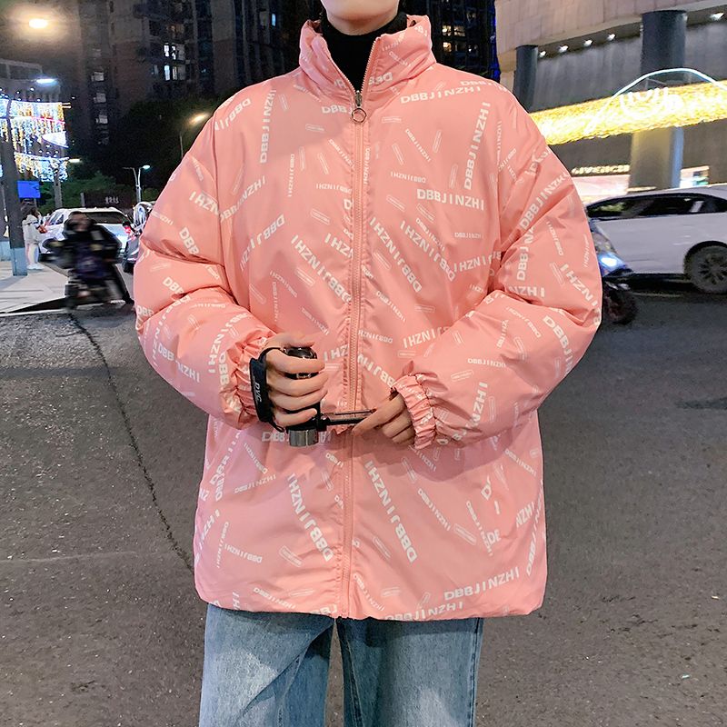 兩面穿羽絨棉服外套男冬加厚潮牌oversize格子情侶麵包服棉衣襖子