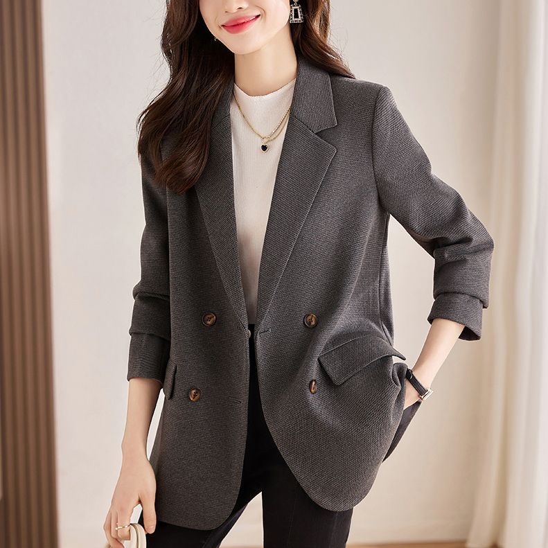 高級感西裝外套女秋冬2023新款氣質韓版加棉厚款上衣休閒職業西服