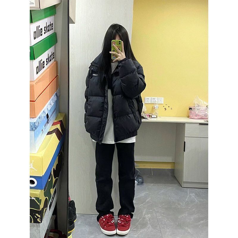 窄版秋冬新款煙管長褲bf風黑色彈力高腰寬鬆百搭學生直筒牛仔褲女