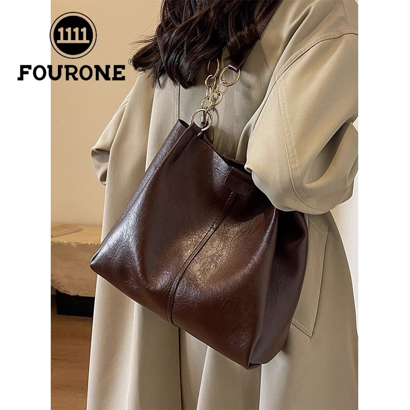 Large-capacity bag for women, versatile new retro simple shoulder bag, textured class commuting tote bag