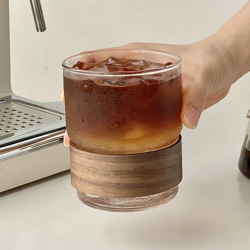 木套光身复古璃杯隔热防烫耐热挂耳咖啡杯冰美式拿铁杯喝水杯子
