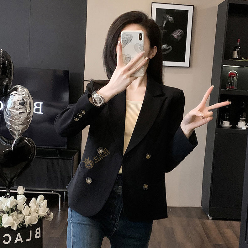 短款西裝外套女春秋季2023新款小個子氣質時尚韓版職業工作服套裝